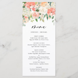 Waterverf Perzik en Ivory Flowers Wedding Menu