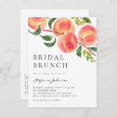 Waterverf perzik fruit zomer bruids brunch uitnodiging briefkaart (Voorkant / Achterkant)