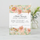 Waterverf Perzik Koraal Witte Bloemen Vrijgezellen Kaart (Staand voorkant)