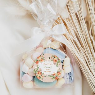 Waterverf Perzik Meisje Baby Shower Bedankt Ronde Sticker