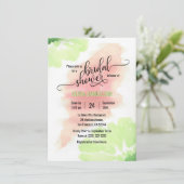 Waterverf Perzik, Mint Green Wedding Vrijgezellenf Kaart (Staand voorkant)