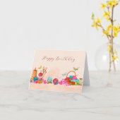 Waterverf perzik naaigereedschappen kunstverjaarda kaart (Gele Bloem)