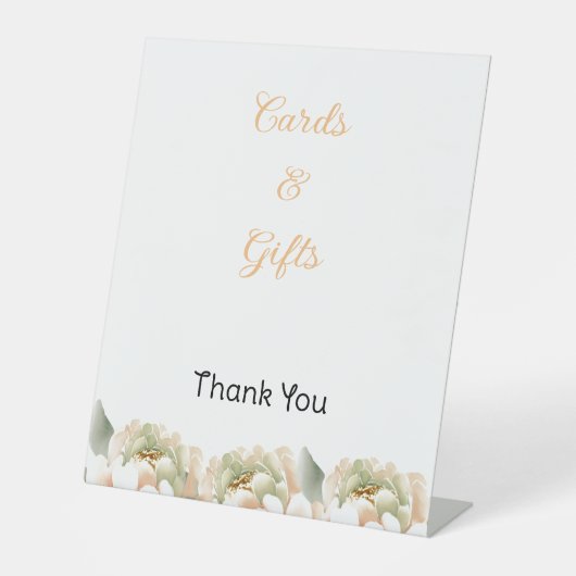 Waterverf perzik pioen voetstuk teken reclamebord met voetstuk (Voorkant)