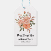 Waterverf Perzik Roos Bloem Arrangement Prijs Labe Cadeaulabel (Voorkant)