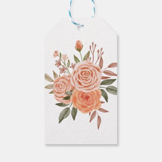 Waterverf Perzik Roos Bloem Arrangement Prijs Labe Cadeaulabel (Achterkant)