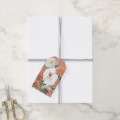 Waterverf Perzik Roze Pioenrozen Bloemen Bruiloft Cadeaulabel (Met Touw)