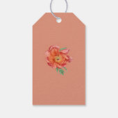 Waterverf Perzik Roze Pioenrozen Bloemen Bruiloft Cadeaulabel (Achterkant)