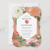 Waterverf Perzik Roze Pioenrozen Bloemen Bruiloft Kaart (Voorkant)