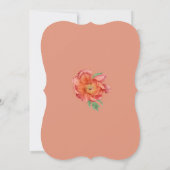 Waterverf Perzik Roze Pioenrozen Bloemen Bruiloft Kaart (Achterkant)