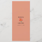 Waterverf Perzik Roze Pioenrozen Bloemen Bruiloft Menu (Achterkant)