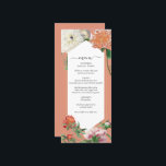 Waterverf Perzik Roze Pioenrozen Bloemen Bruiloft Menu<br><div class="desc">Een prachtige waterverf perzik, roze en witte pioenen bloeien bruiloft ontwerp met gouden geometrisch lijst. Een uniek ontwerp dat gebruik maakt van botanische pioenbloemen in perzik, roze en witte kleurtinten. Een elegante perzik, roze en witte pioenen bloemmotief met een vleugje groen. Een chique gouden geometrisch lijst bruiloft menukaart ontwerp met...</div>