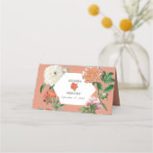 Waterverf Perzik Roze Pioenrozen Bloemen Bruiloft Plaatskaartje (Achterkant)