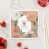 Waterverf Perzik Roze Pioenrozen Bloemen Bruiloft Servet (Insitu)