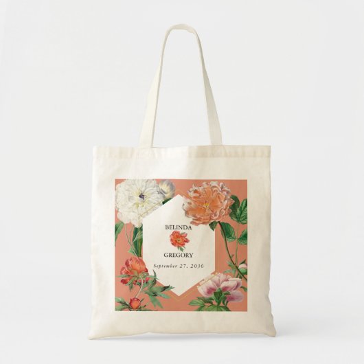 Waterverf Perzik Roze Pioenrozen Bloemen Bruiloft Tote Bag (Voorkant)