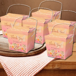 Waterverf perzik roze tuin bloeit bedankdoosjes