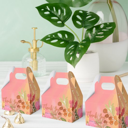 Waterverf perzik roze tuin bloeit bedankdoosjes