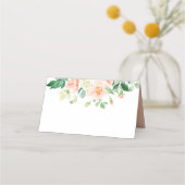 Waterverf Perzik Rozen en Greenery Place kaarten | Plaatskaartje (Achterkant)