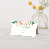 Waterverf Perzik Rozen en Greenery Place kaarten | Plaatskaartje (Voorkant)