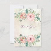 Waterverf Perzik Rozen Floral Bedankkaart (Voorkant)