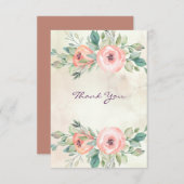 Waterverf Perzik Rozen Floral Bedankkaart (Voorkant / Achterkant)