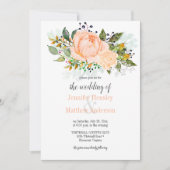 Waterverf Perzik Rozen Gele Rose Buds Invitation Kaart (Voorkant)