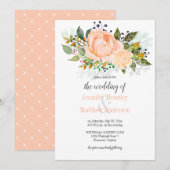 Waterverf Perzik Rozen Gele Rose Buds Invitation Kaart (Voorkant / Achterkant)