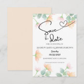 Waterverf Perzik & Salie Semi-Transparante Trouw Save The Date (Voorkant / Achterkant)