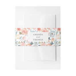 Waterverf perzik Sinaasappel rustieke bloemen brui Uitnodigingen Wikkel