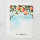 Waterverf perzik stad bruiloft kaart (Achterkant)