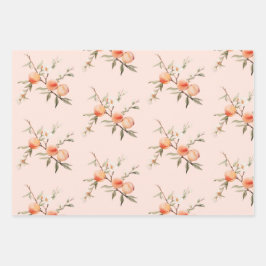 Waterverf perzik verjaardagsfeestje inpakpapier vel