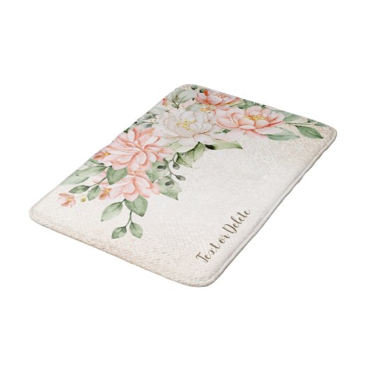 Waterverf perzik witte bloemen elegant badmat (Gekanteld)