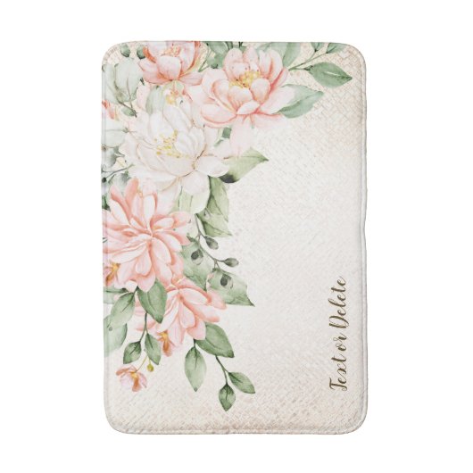 Waterverf perzik witte bloemen elegant badmat (Voorkant Verticaal)