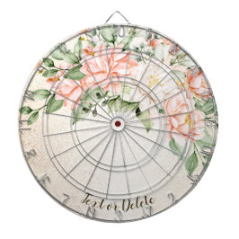 Waterverf perzik witte bloemen elegant dartbord