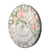 Waterverf perzik witte bloemen elegant dartbord (Voorkant Rechts)