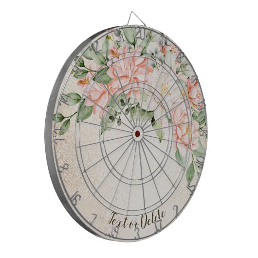 Waterverf perzik witte bloemen elegant dartbord (Voorkant Links)