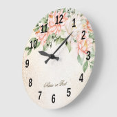 Waterverf perzik witte bloemen elegant grote klok (Hoek)