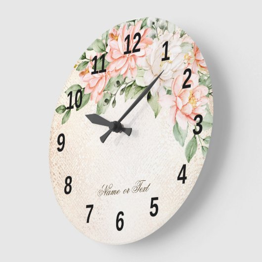 Waterverf perzik witte bloemen elegant grote klok (Hoek)