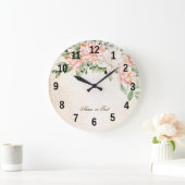 Waterverf perzik witte bloemen elegant grote klok (Huis)