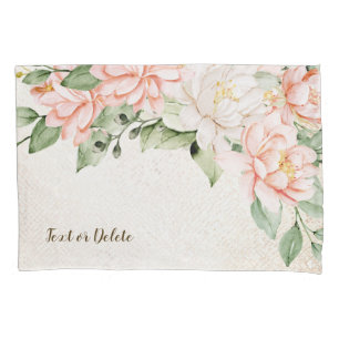 Waterverf perzik witte bloemen elegant kussensloop
