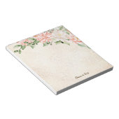 Waterverf perzik witte bloemen elegant notitieblok (Schuin)