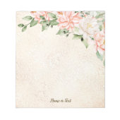 Waterverf perzik witte bloemen elegant notitieblok (Voorkant)