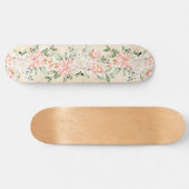 Waterverf perzik witte bloemen elegant persoonlijk skateboard (Horizontaal)