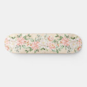 Waterverf perzik witte bloemen elegant persoonlijk skateboard (Horizontaal)