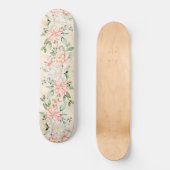 Waterverf perzik witte bloemen elegant persoonlijk skateboard (Voorkant)