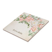 Waterverf perzik witte bloemen elegant tegeltje (Zijkant)