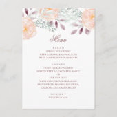 Waterverf perzikbloem. Botanische bruiloft. Floral Menu (Voorkant)