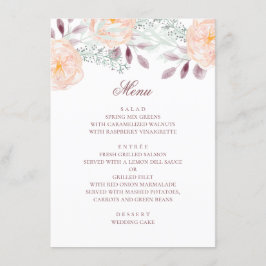 Waterverf perzikbloem. Botanische bruiloft. Floral Menu