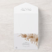 Waterverf perzikbloemen, drievoudig bruiloft all in one uitnodiging (Buitenkant)