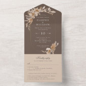 Waterverf perzikbloemen, drievoudig bruiloft all in one uitnodiging (Binnen)