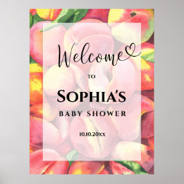 Waterverf perziken baby shower poster
